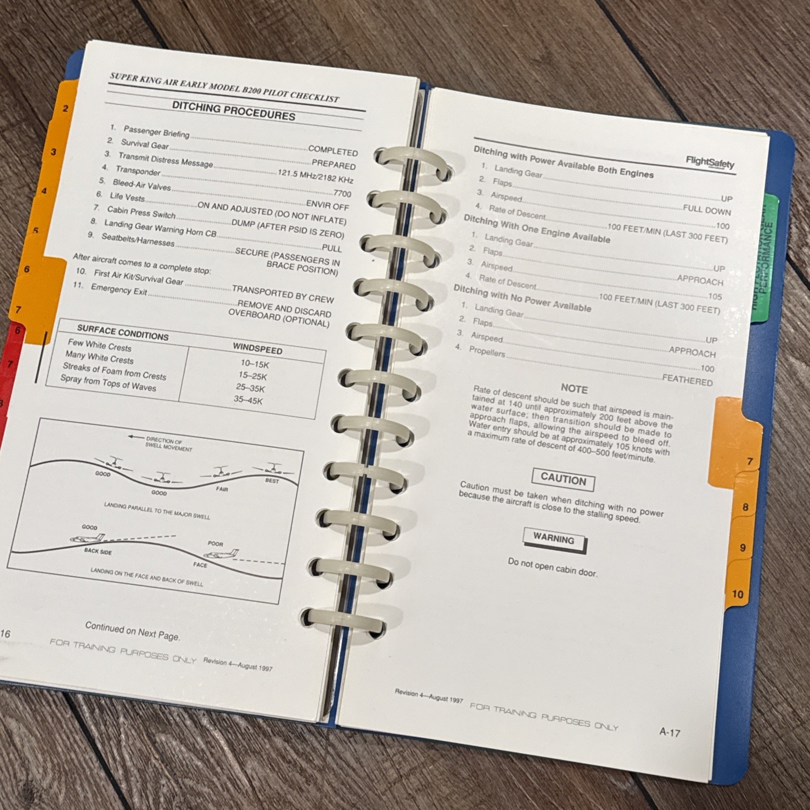 Super King Air B200 Pilot Checklist Manual - FlightSafety 1997 Early Model