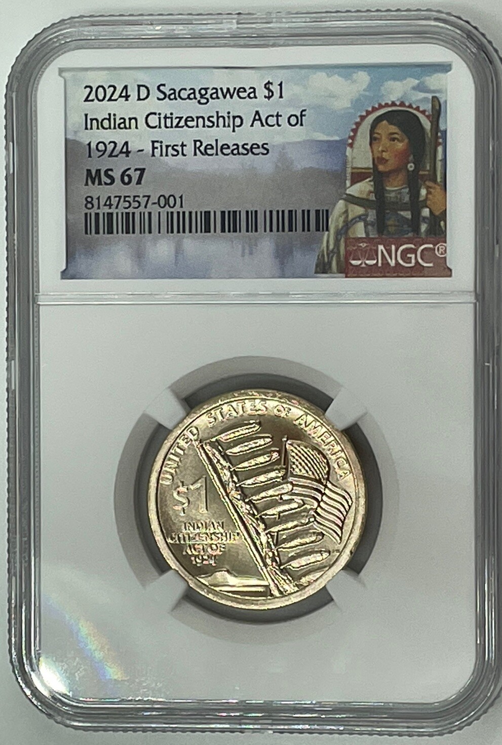 2024 D SACAGAWEA INDIAN CITIZENSHIP ACT DOLLAR NGC MS67 FIRST RELEASES