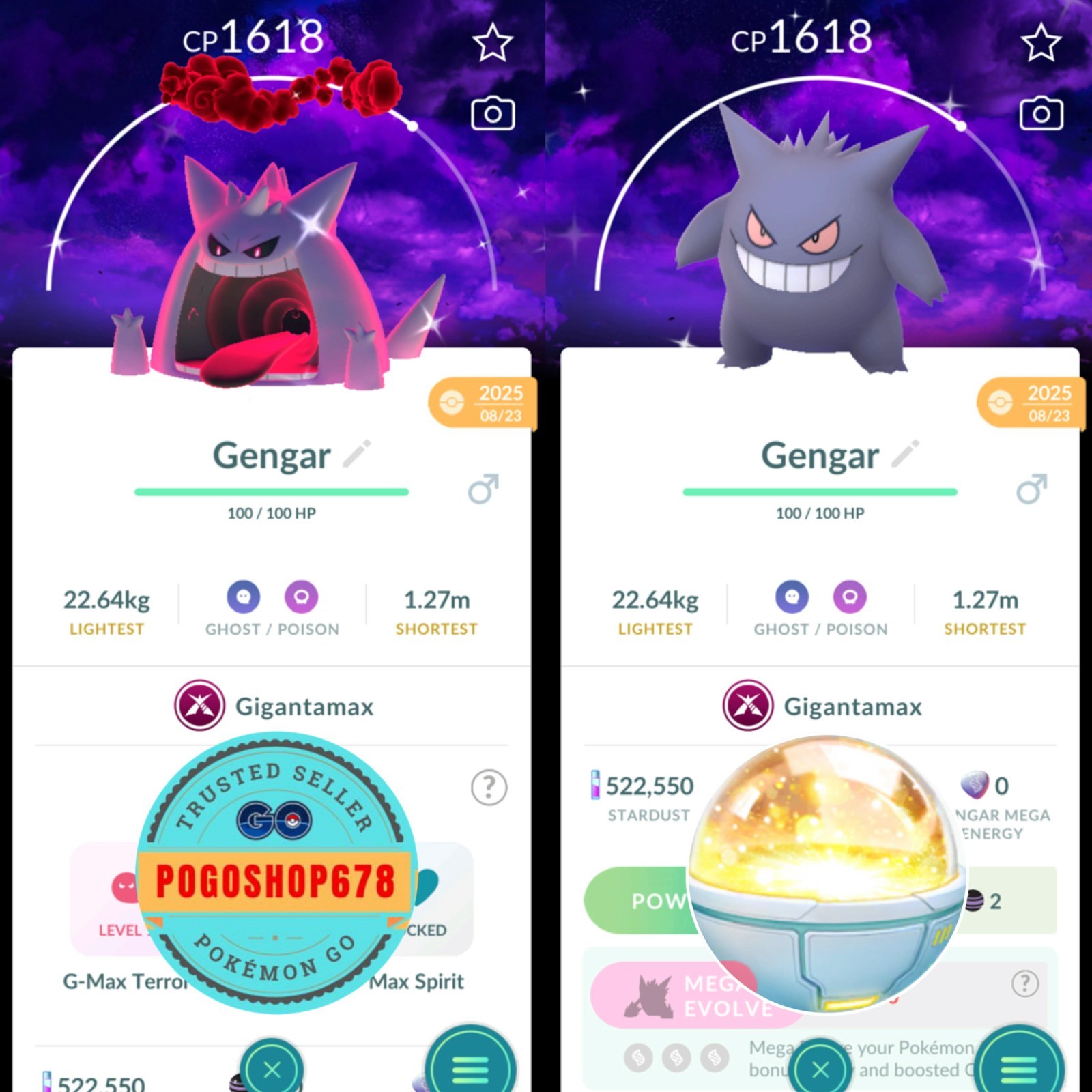 Pokémon Go - Shiny Gigantamax Gengar Dark Skies Background ✨ Mini PTC or TRADE