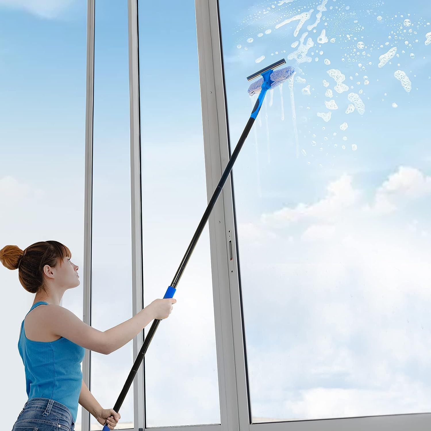 VITEVER Professional 69'' Window Squeegee Cleaner Tool with Extension Pole, 2-In