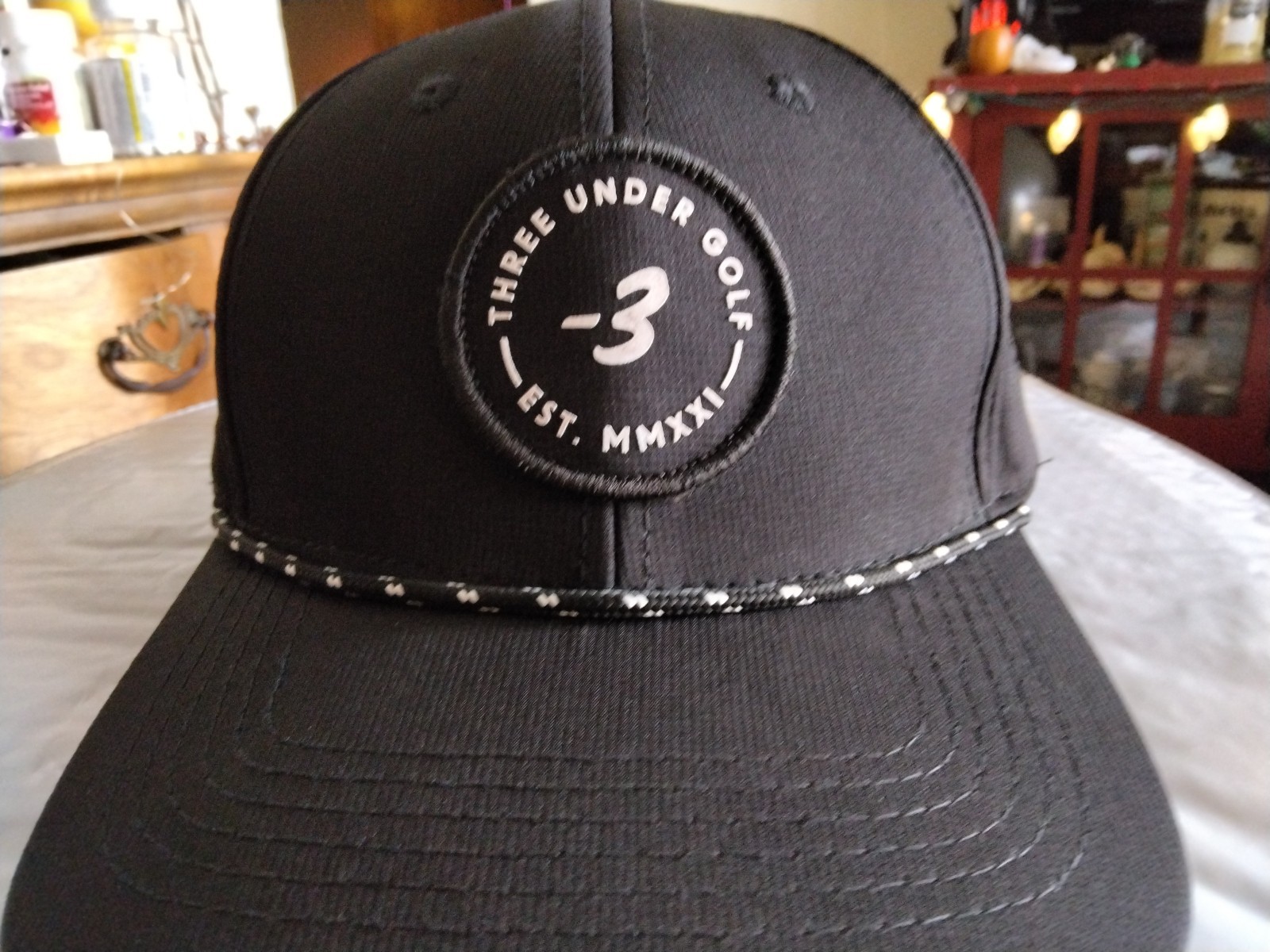 Three Under Golf Vented Cap - Est. MMXXI - Black & White Snap Back - Adjustable