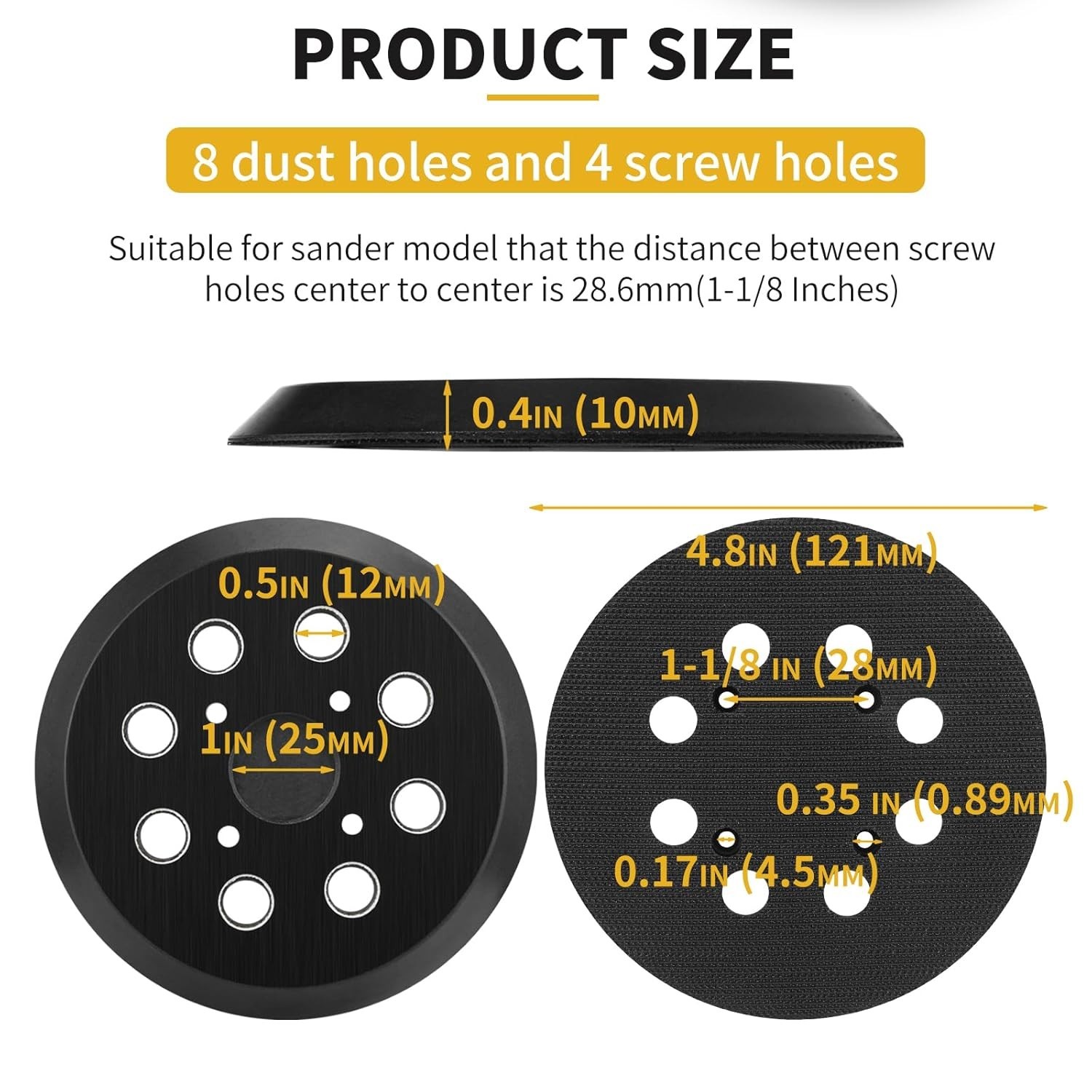 4-Pack 5-Inch Hook & Loop Sander Pads for Ryobi & More