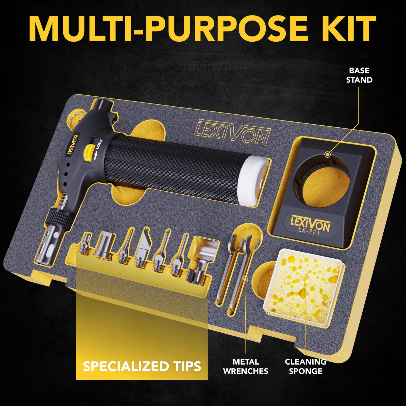 LEXIVON Butane Torch Multi-Function Kit | Premium Kit, Black