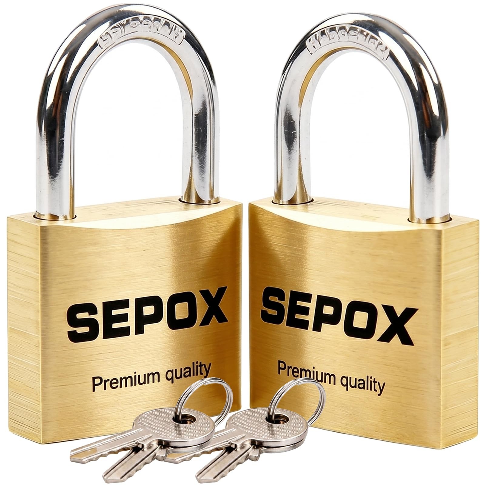 2Pack Premium Solid Brass Padlock Keyed Alike, 19/16" 40mm Heavy Duty Weather...