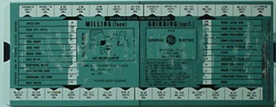 1966 GENERAL ELECTRIC ALLOYS MACHINABILITY SLIDE CALCULATOR (EVENDALE OHIO PLANT