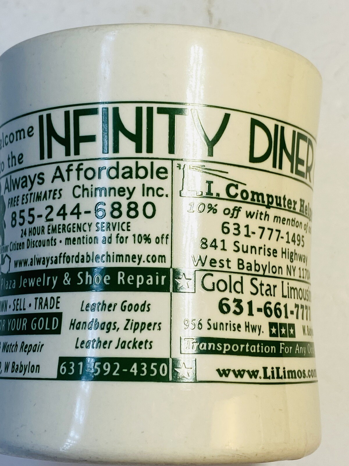 The Infinity Diner West Babylon NY Stoneware Coffee Mug