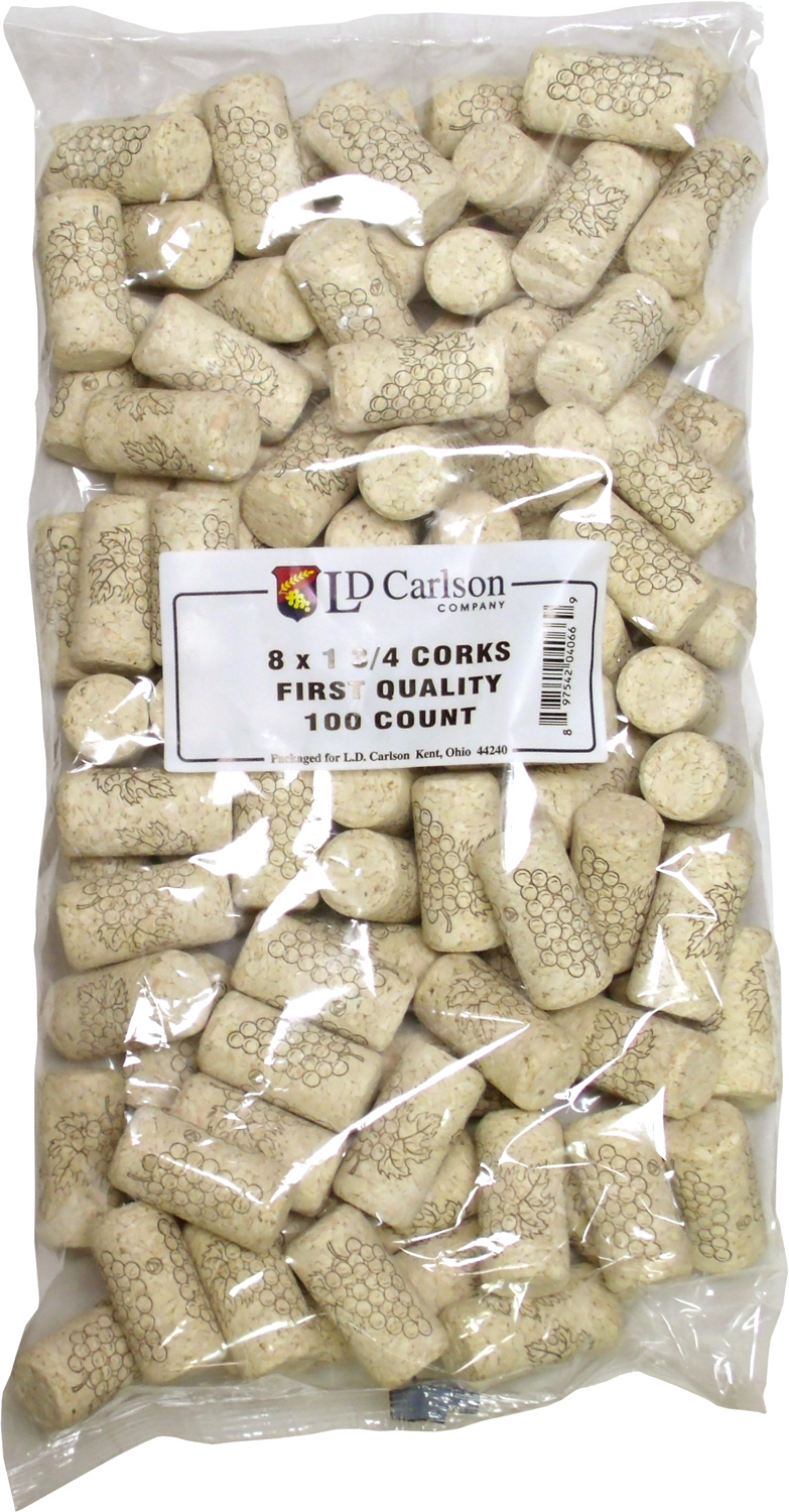 8 x 1 3/4 First Quality Wine Corks - 100 Count