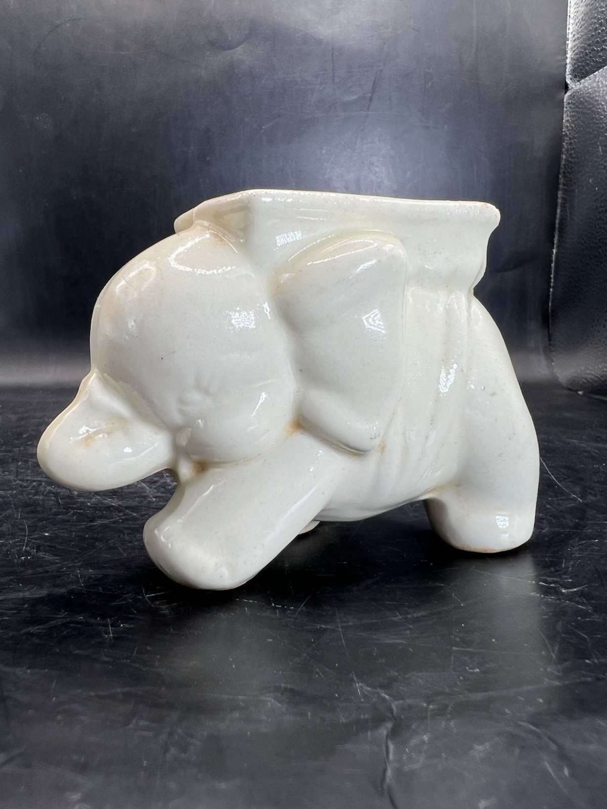 Vintage Small White Elephant Planter 3” Tall READ