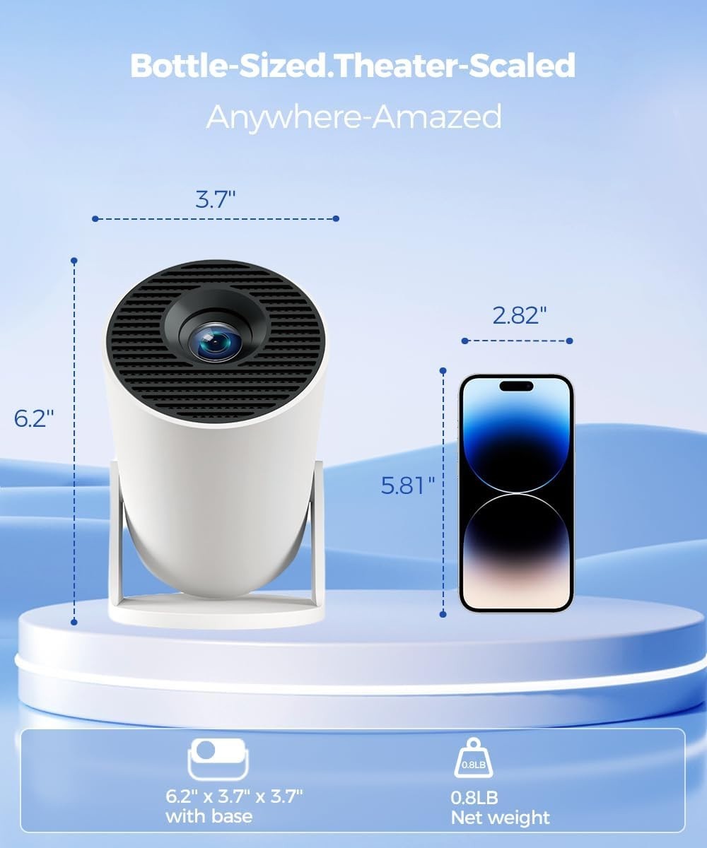 Mini Projector WiFi Bluetooth 4K Support Portable 130'' Screen