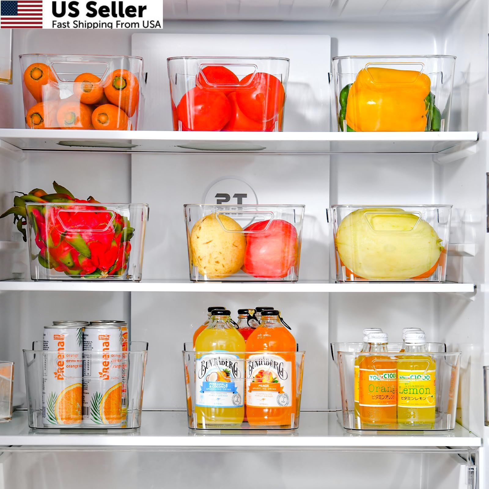 AntStep 12 Pack Clear Plastic Storage Bins, Pantry Organizers Medium,