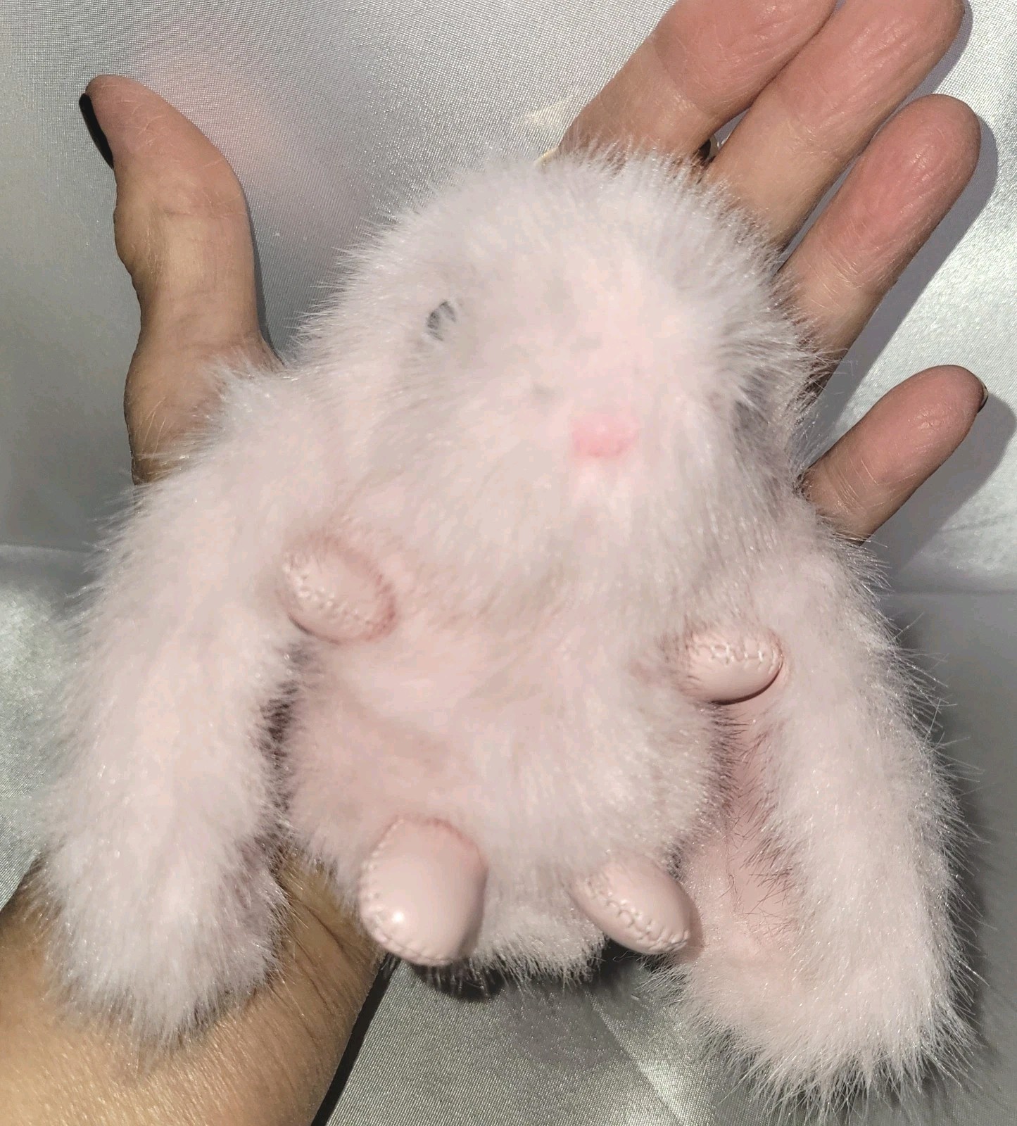 Fluffy Pink Bunny Rabbit Bag Charm Keychain Faux Mink Faux Leather Feet/Ears
