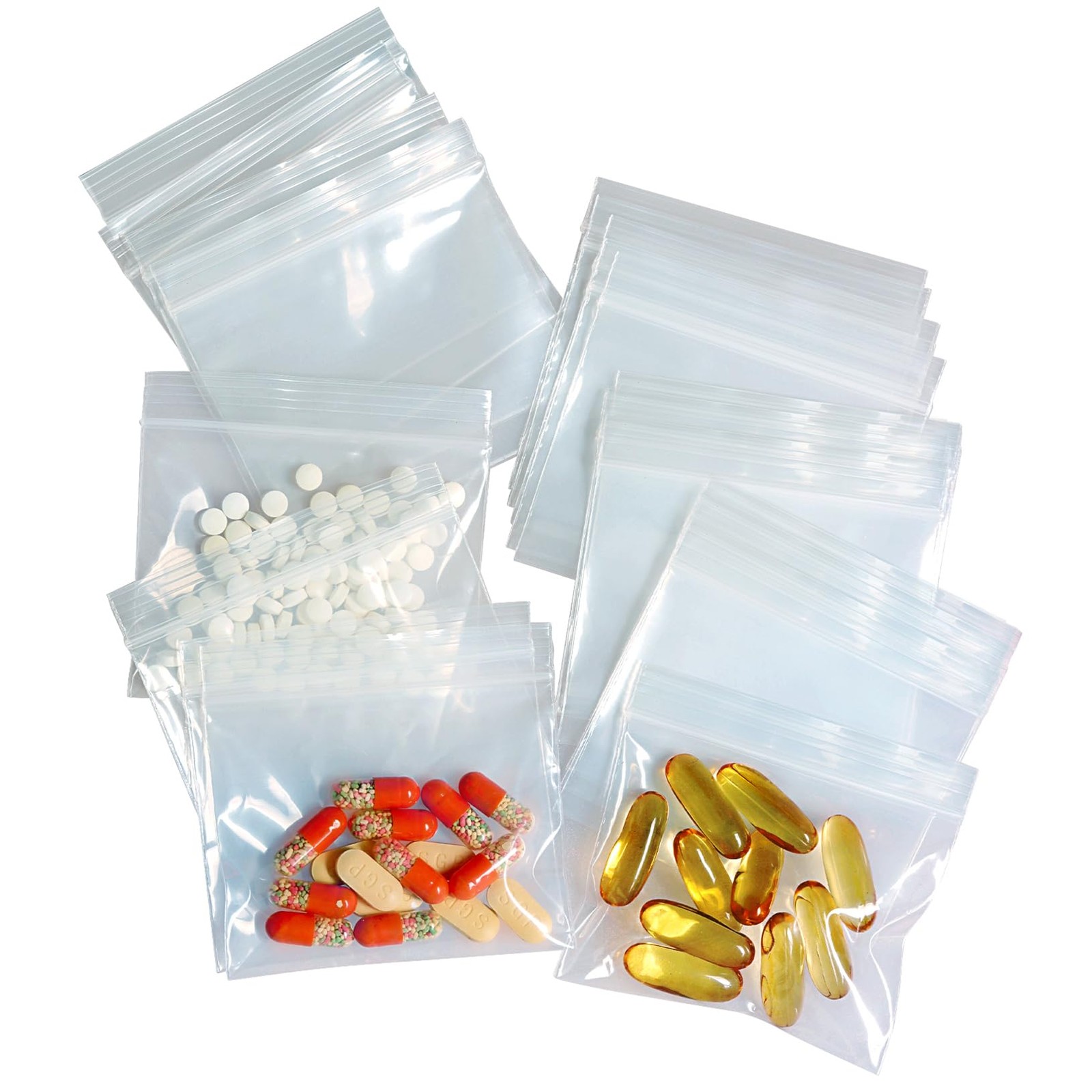 100 Pack Reusable Pill Pouches Ziplock Pill Bags for Travel Medicine Jewelry