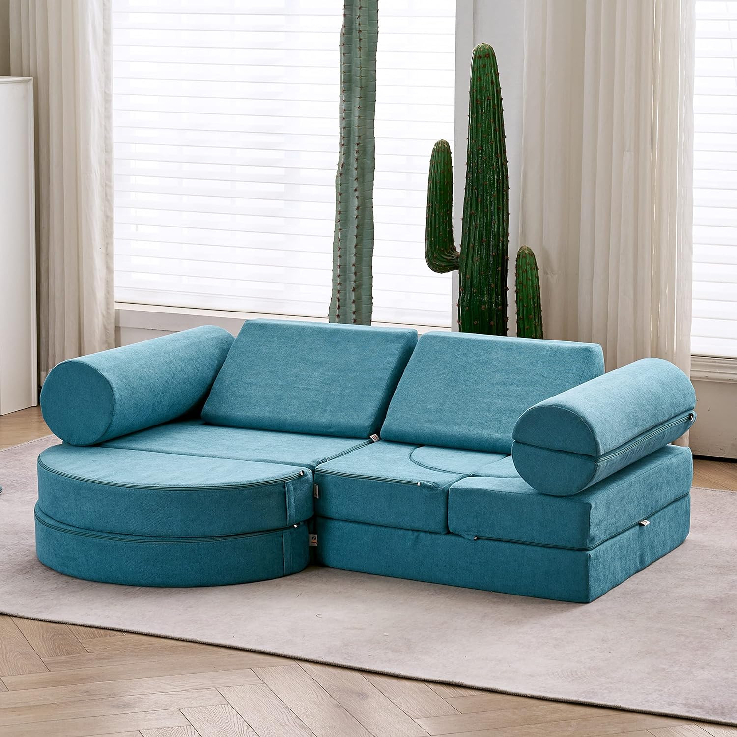 Luxury Modular Foam Couch for Kids & Adults - Playhouse Set (Teal)