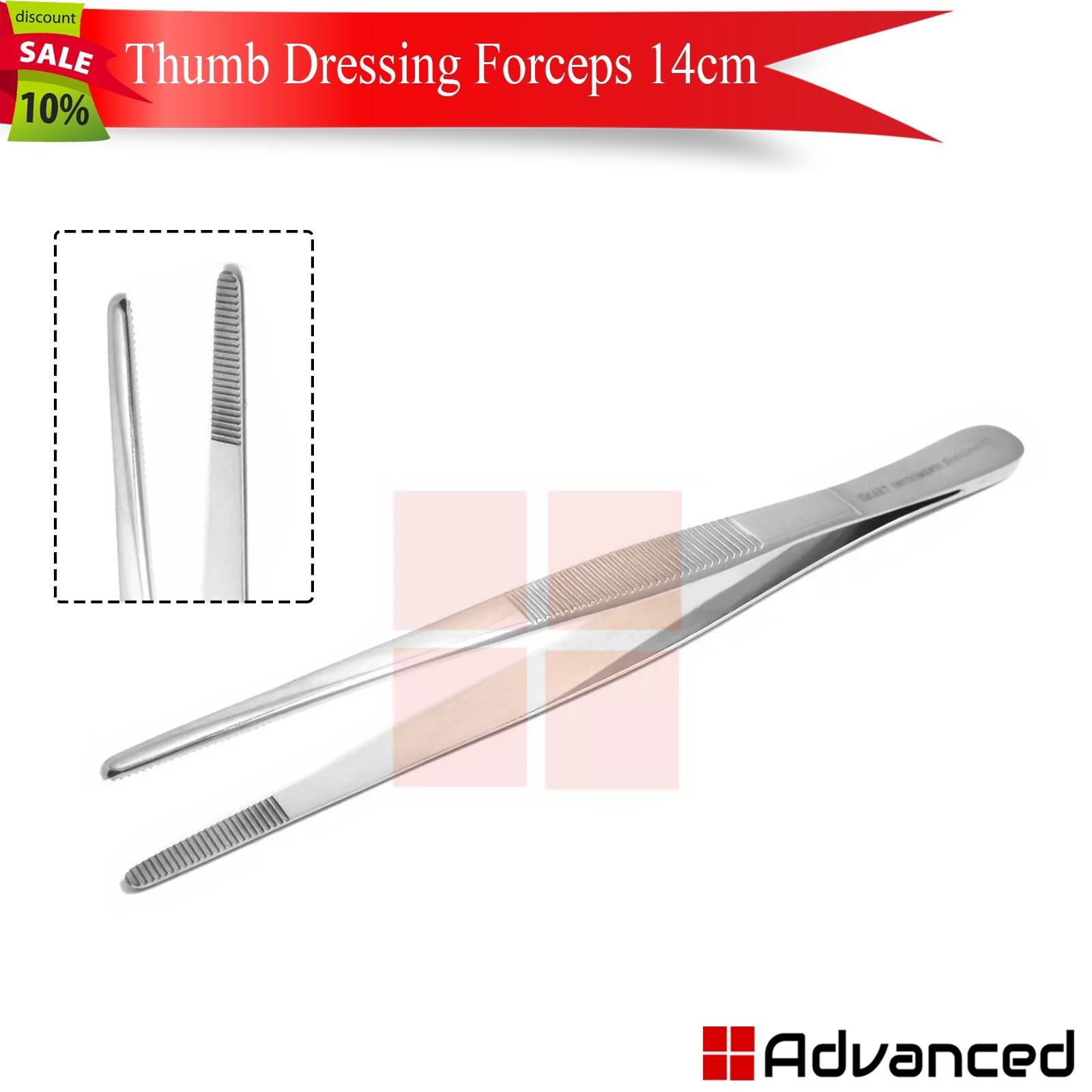 Surgical Dressing Tweezer 14cm Medical Nursing Thumb Forceps Plier Serrated Tip