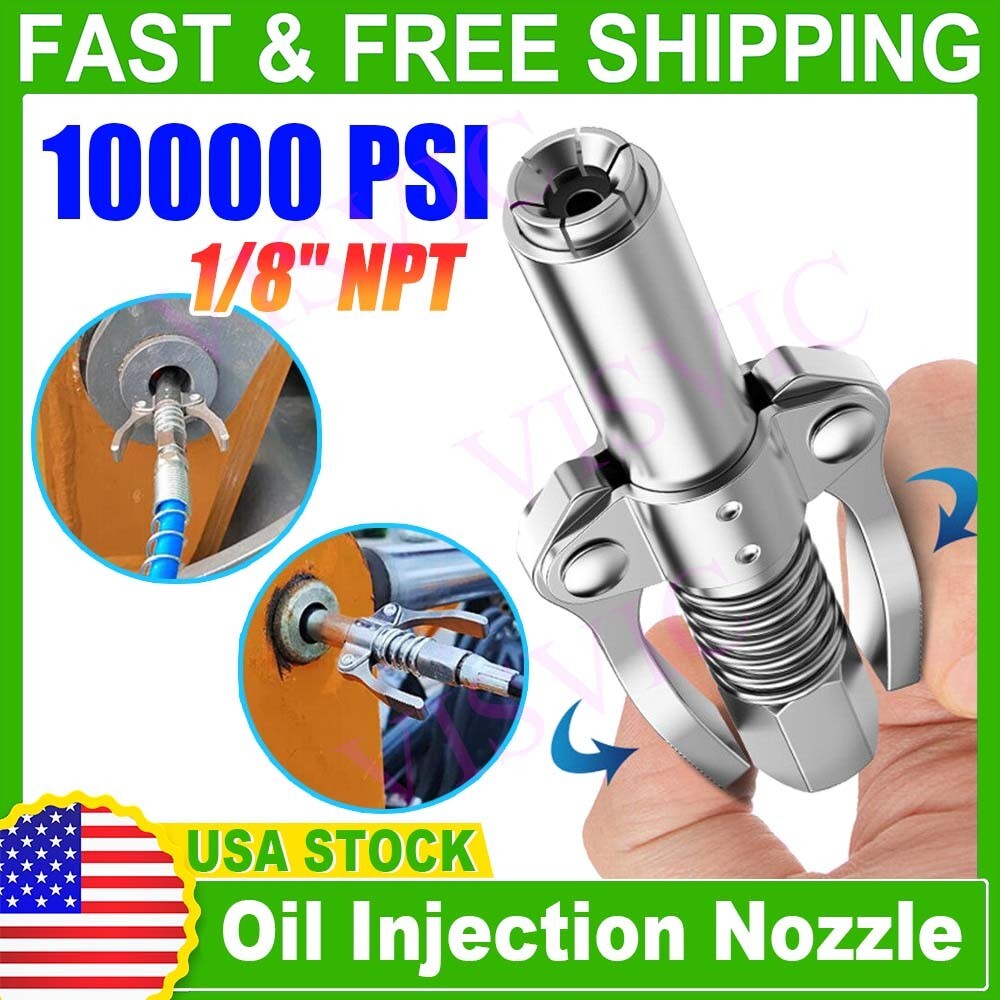 10000PSI Grease Gun Coupler Quick Release Lock Oil Injection Nozzle Professional