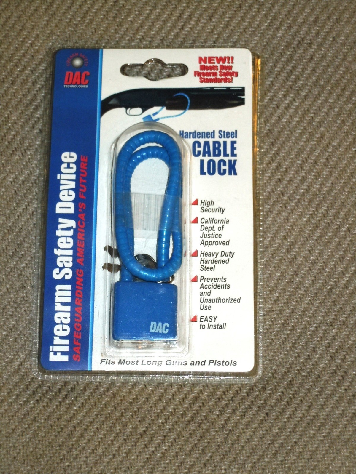 DAC Hardened Steel 15" Cable Gun Lock Firearm Safety Device Factory Sealed CL551