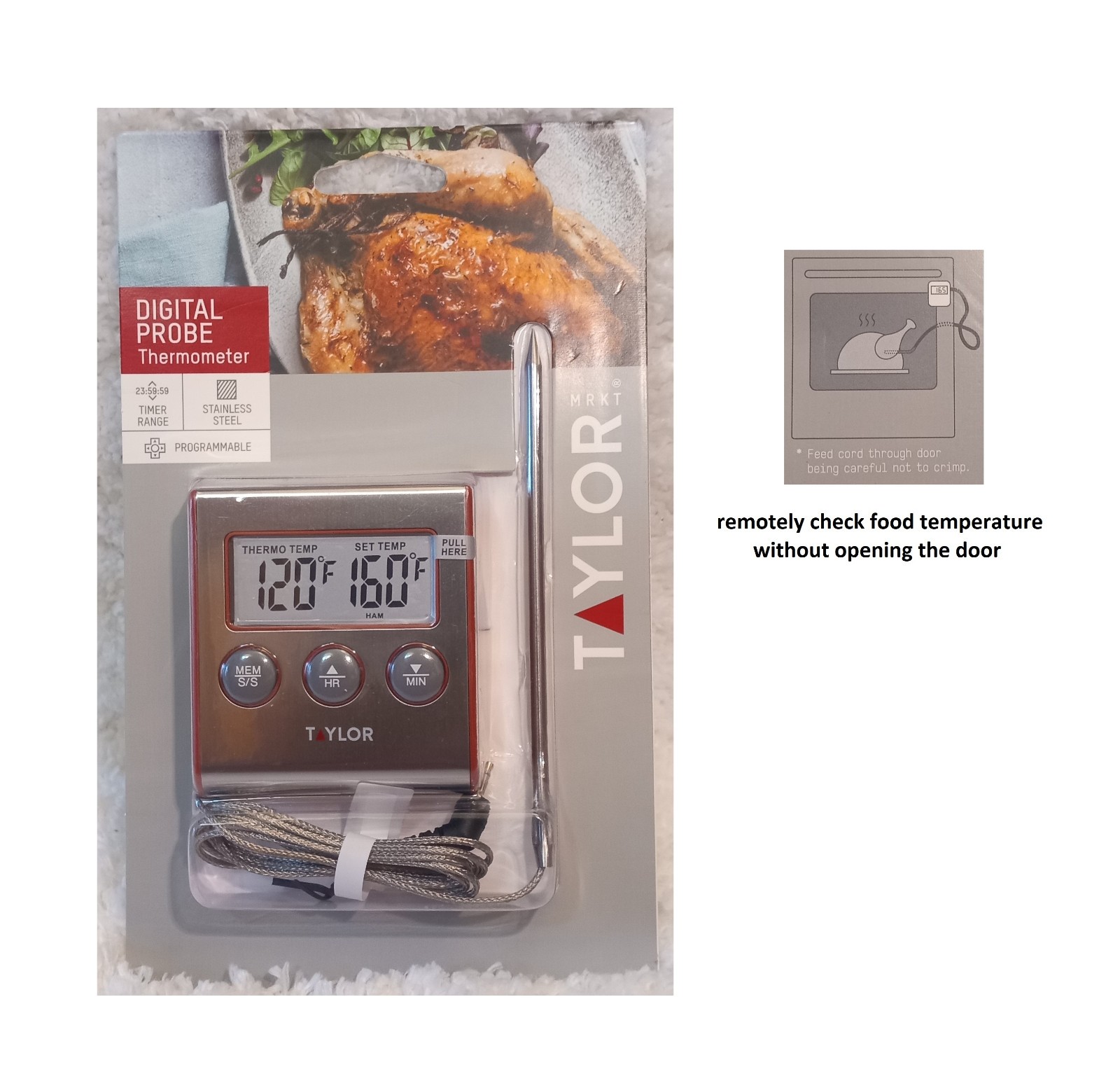Taylor 1487  Remote Cooking Thermometer w/ Probe & Timer -- ships free