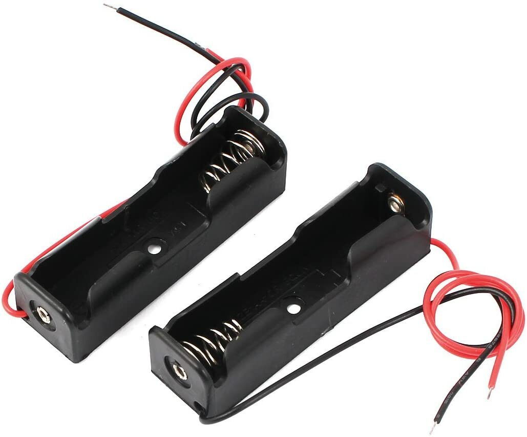 2pcs Spring Clip Black Plastic 1 x 1.5V AA Battery Case Holder with wire leads