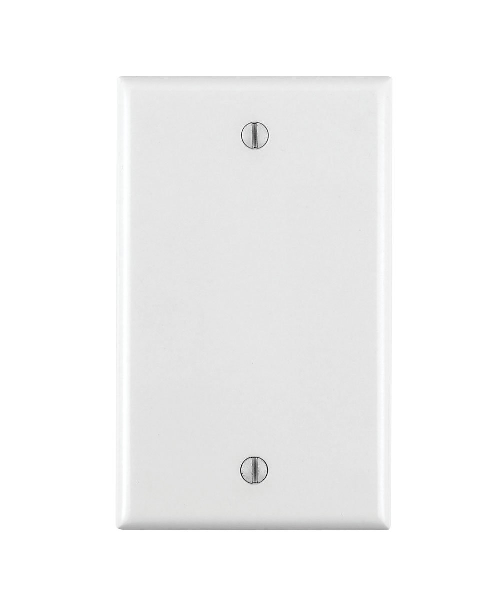 Leviton 1-Gang No Device Blank Wallplate, Standard Size, Thermoplastic 80714-W,