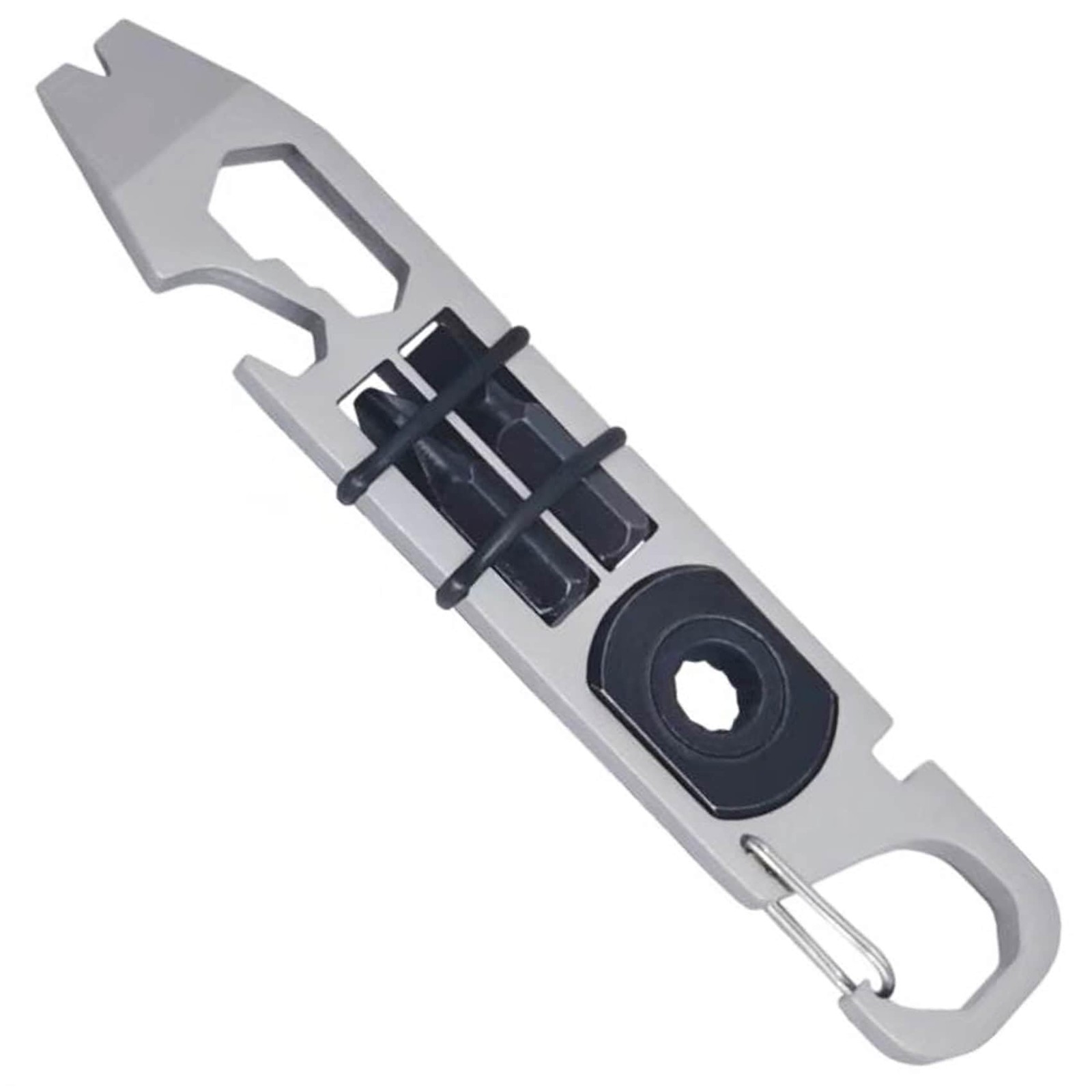 EDC Pry Bar, Keychain Mighty Multi Functional Small, Bright Silver