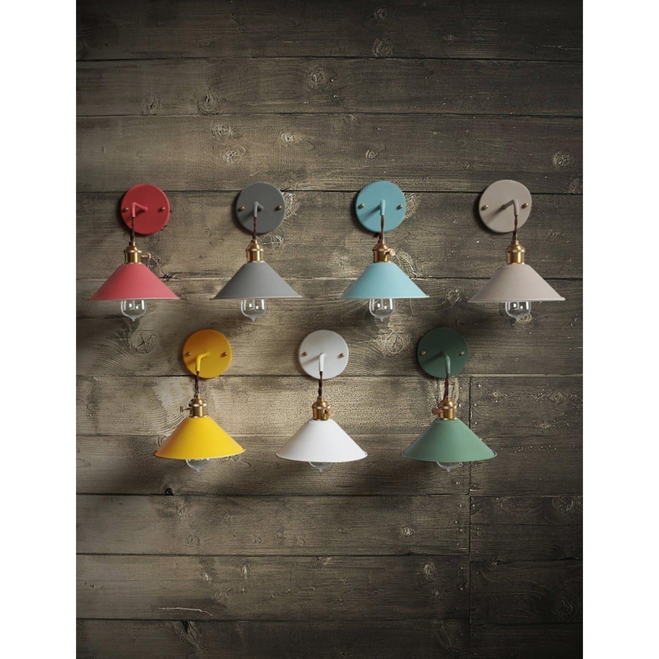 Industrial Modern Wall Sconce Yellow Metal Wall Lamp E26 Socket with Switch
