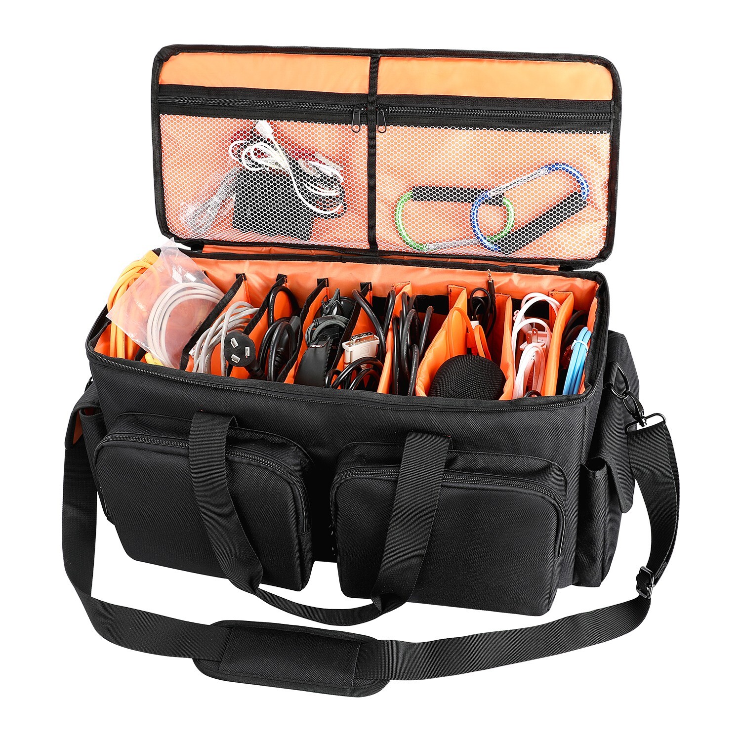 Saviour DJ Cable File Bag, Detachable Padded Bottom and Dividers Travel Gigs