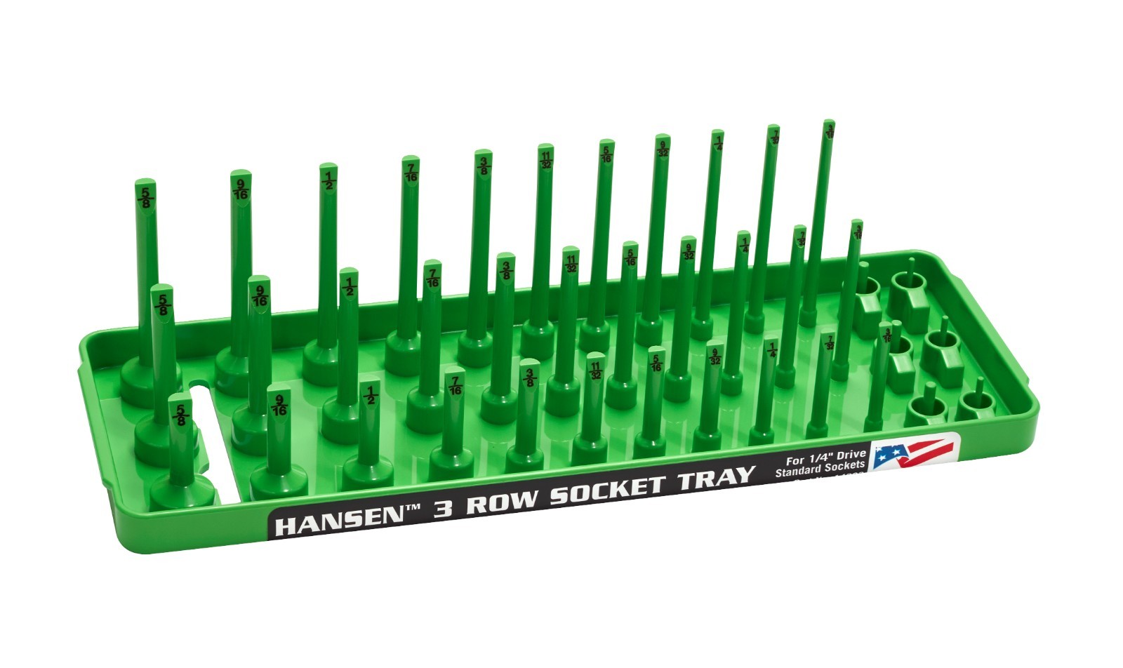 Hansen 6pc Socket Holder Tray Organizer Set 3 Row 1/4 3/8 1/2 Deep Shallow