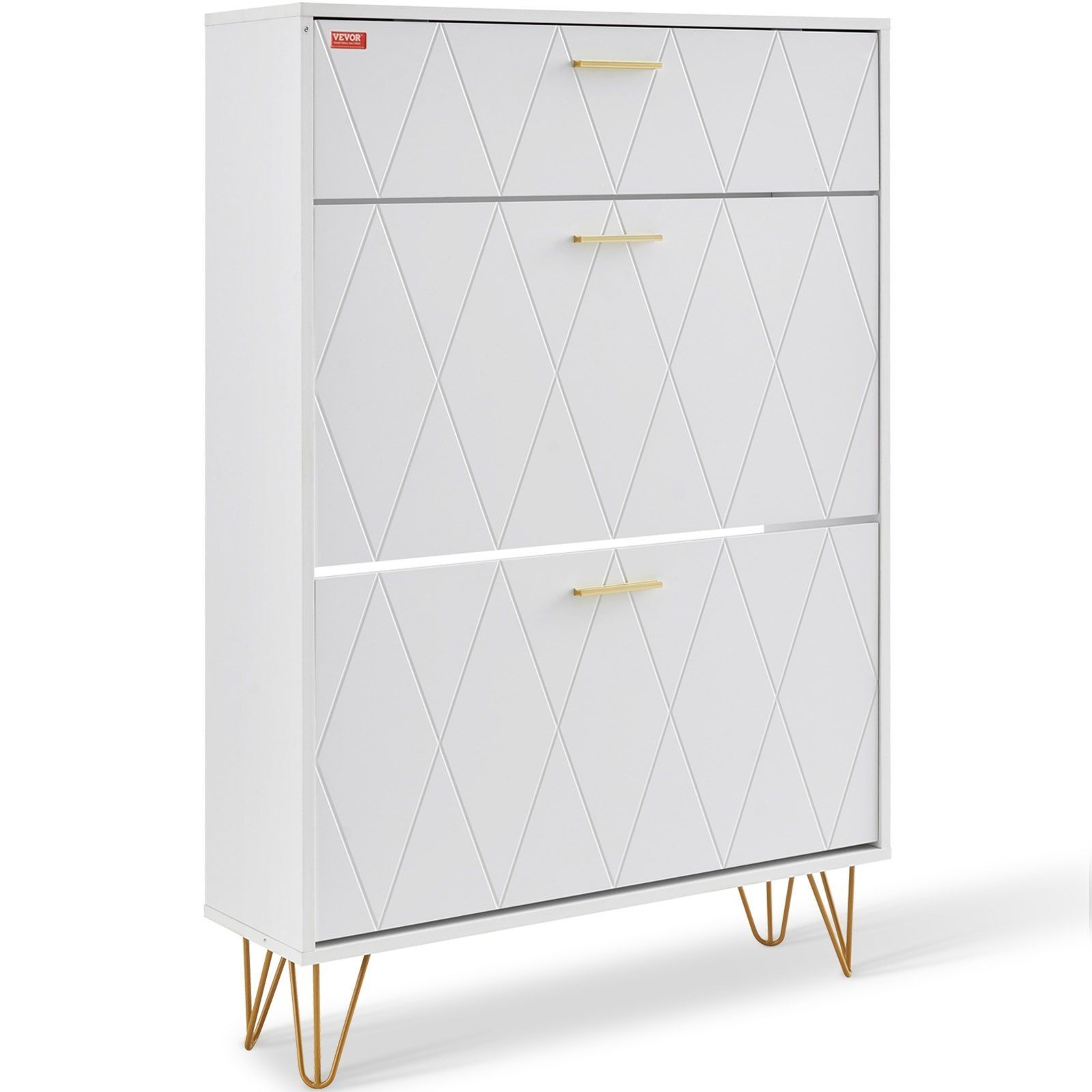 Shoe Cabinet w/ 3 Flip Drawers Free Standing Storage Organizer for Entryway