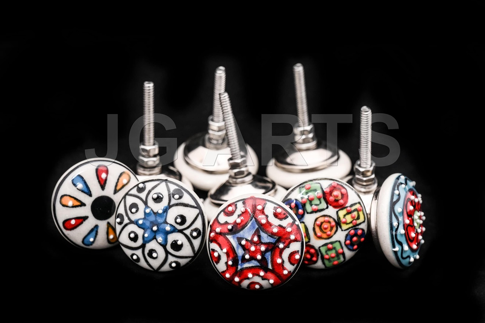 DORPMARKET JSR 10 Pieces Set Dotted Ceramic Cabinet Colorful Knobs Furniture ...