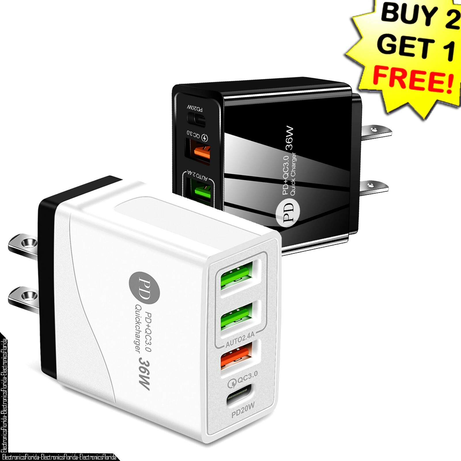 Fast Quick USB Wall Charger With Type-C Connector Adapter For iPhone/Samsung/PD