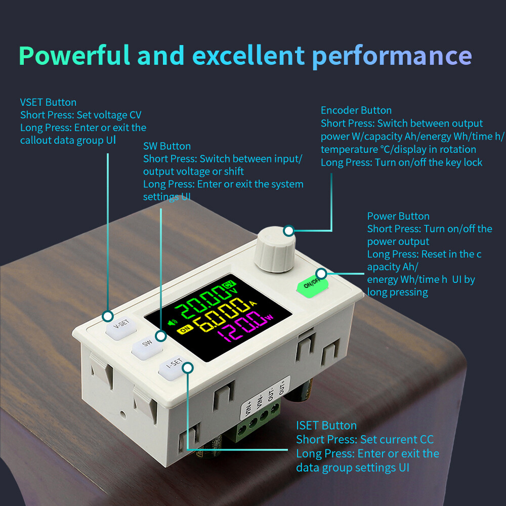 120W DC Adjustable Step Up Down Buck Boost Power Supply Voltage Regulator Module