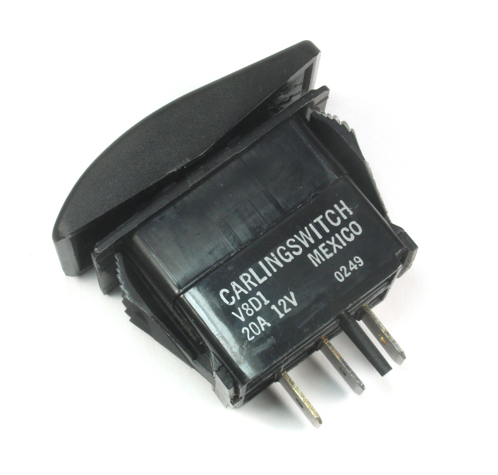 Carling MOMENTARY Rocker Switch SPDT 20A 12VDC (ON) OFF (ON) Outer Ring Extend