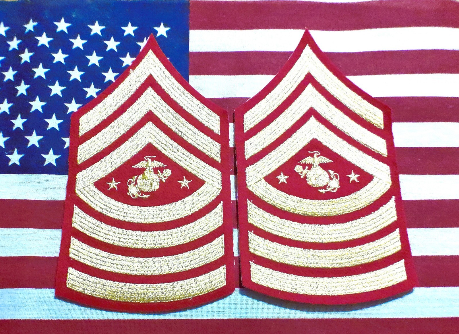USMC SERGEANT MAJOR OF THE UNITED STATES MARINE CORPS DRESS CHEVRONS PAIR MALE