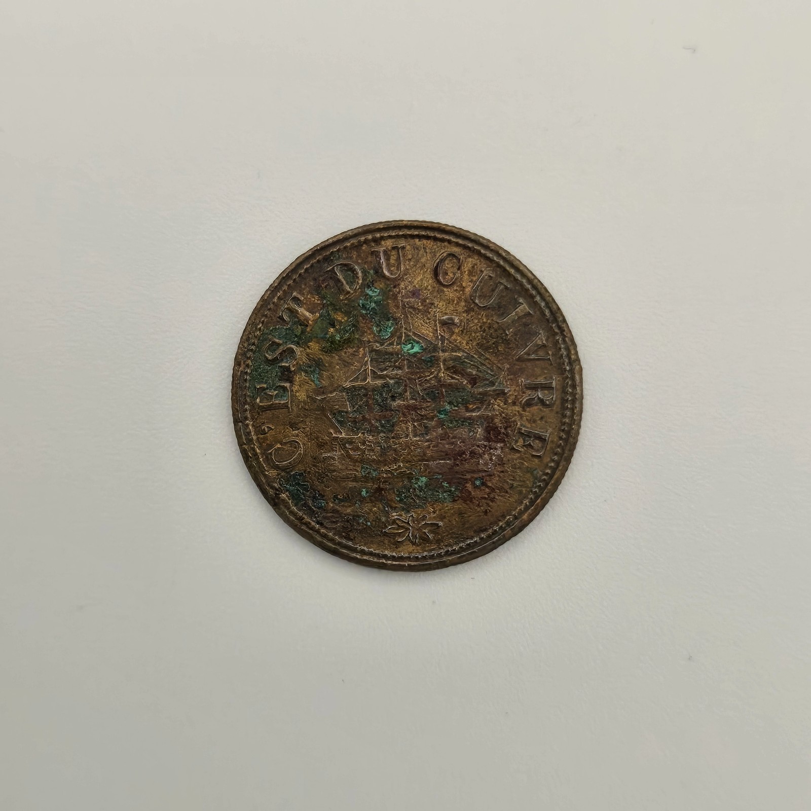 Original Rare 1820s Napoleon C’EST DU CUIVRE Ship Token Canadian Colonial Copper