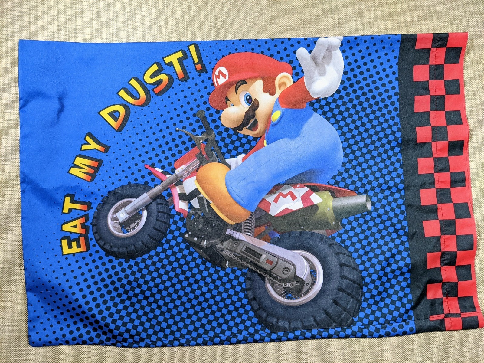 Wii Mario Kart Nintendo Standard Pillowcase Bedding Linens Eat My Dust