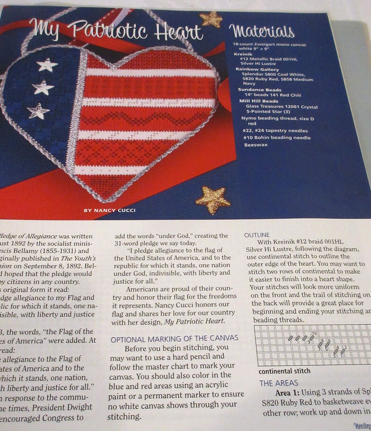 Nancy Cucci MY PATRIOTIC HEART Needlepoint Pattern