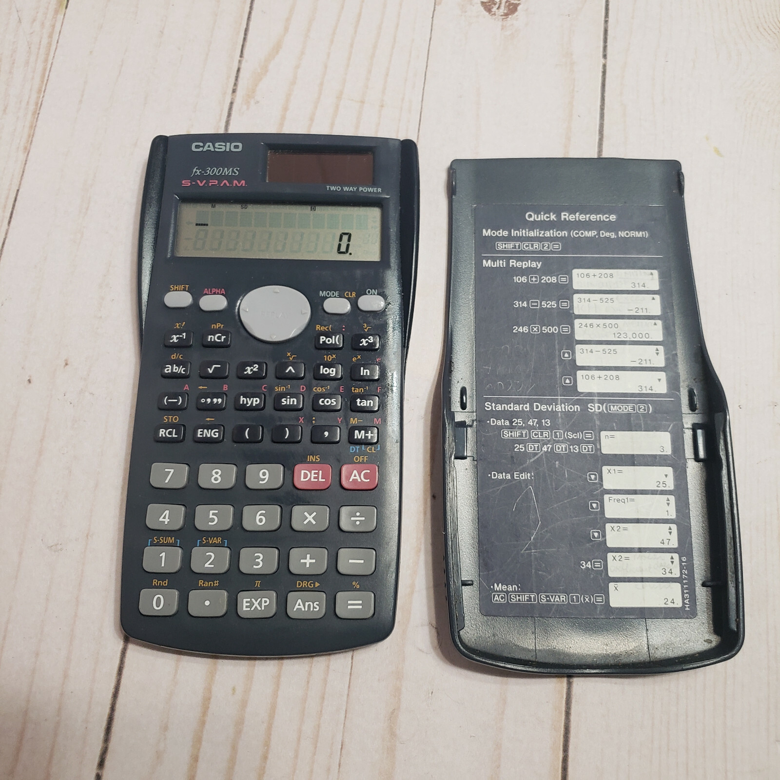 Casio FX-300MS Scientific Calculator Cover Case W/Quick Reference Guide Solar
