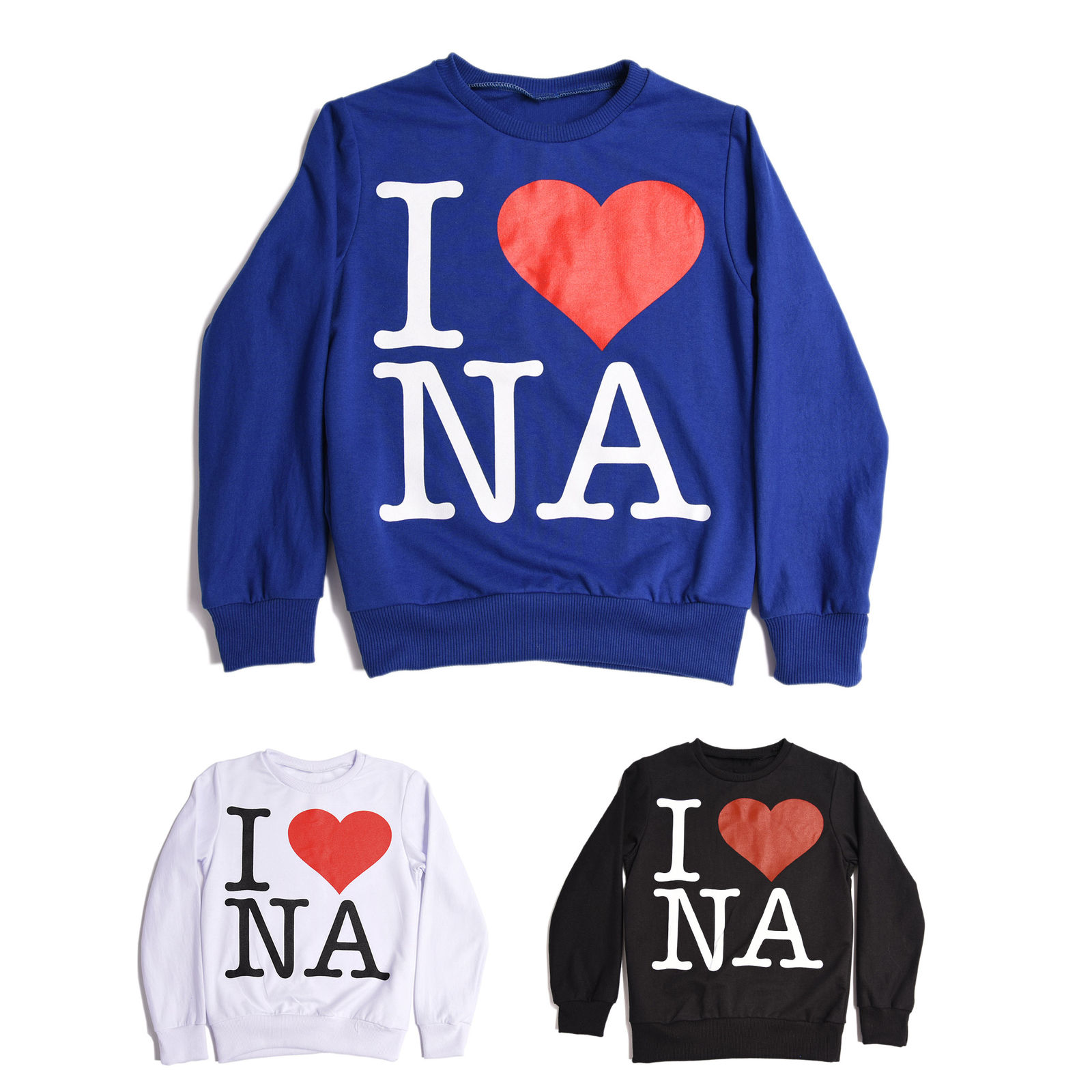 Naples Football Sweatshirt Kids I LOVE NAPOLI Long Sleeve Cotton Jersey