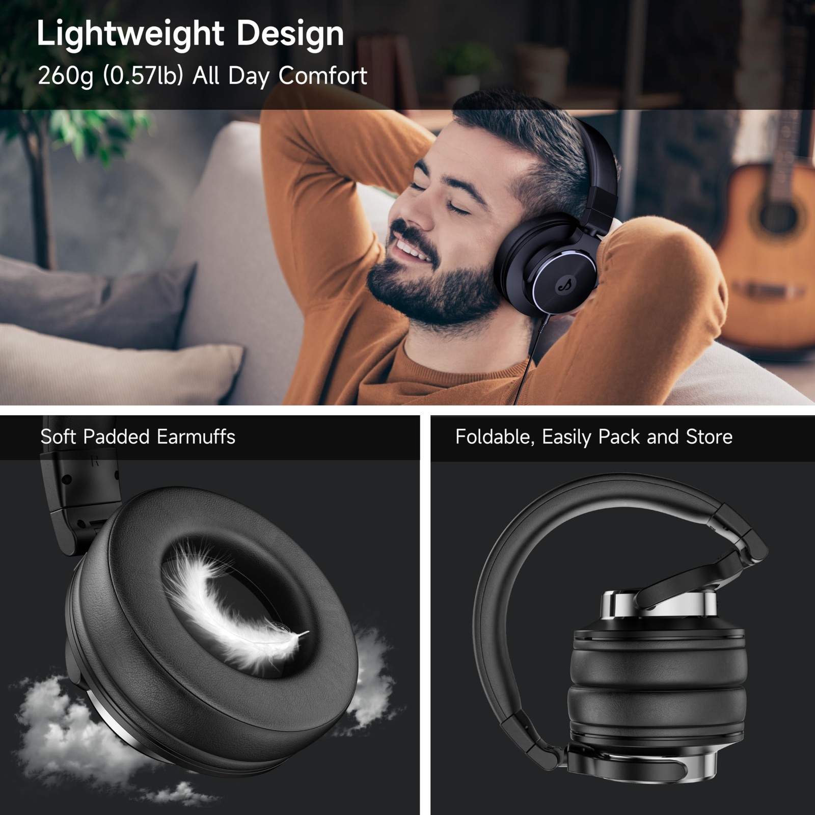 Rumoon Wired Headphones Over Ear, Studio Monitor Mixing DJ Headphones with 5...