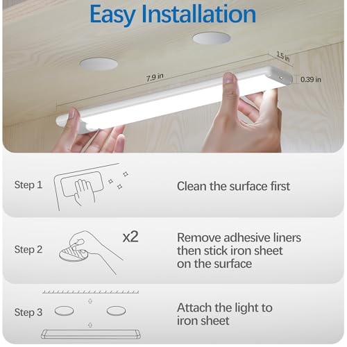 5-Pack Motion Sensor Under Cabinet Light, 3 Color Temperature 7.9 inch White