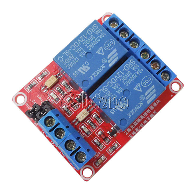 12V 2 Channel Relay Module With Optocoupler Support High Low Level Trigger