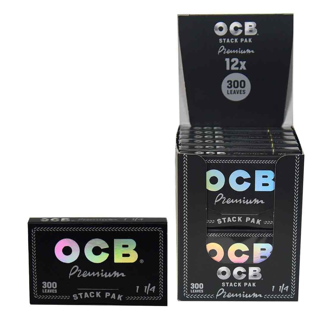 OCB Premium Rolling Paper 1 1/4 Stack Pak - 300 Leaves Per Pack (Box of 12)