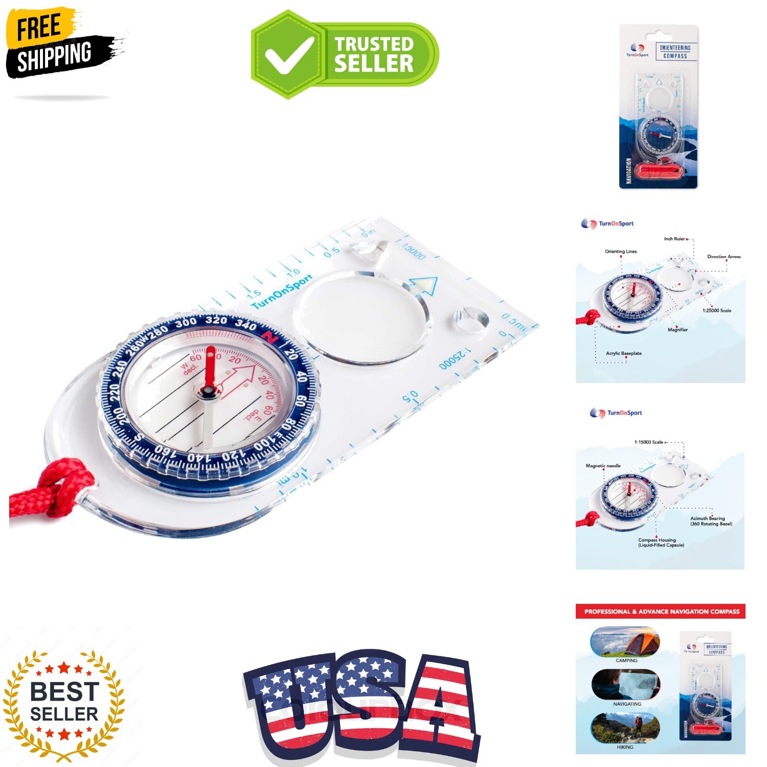 Orienteering Compass - Hiking Backpacking Compass | Advanced Scout Compass Ca...