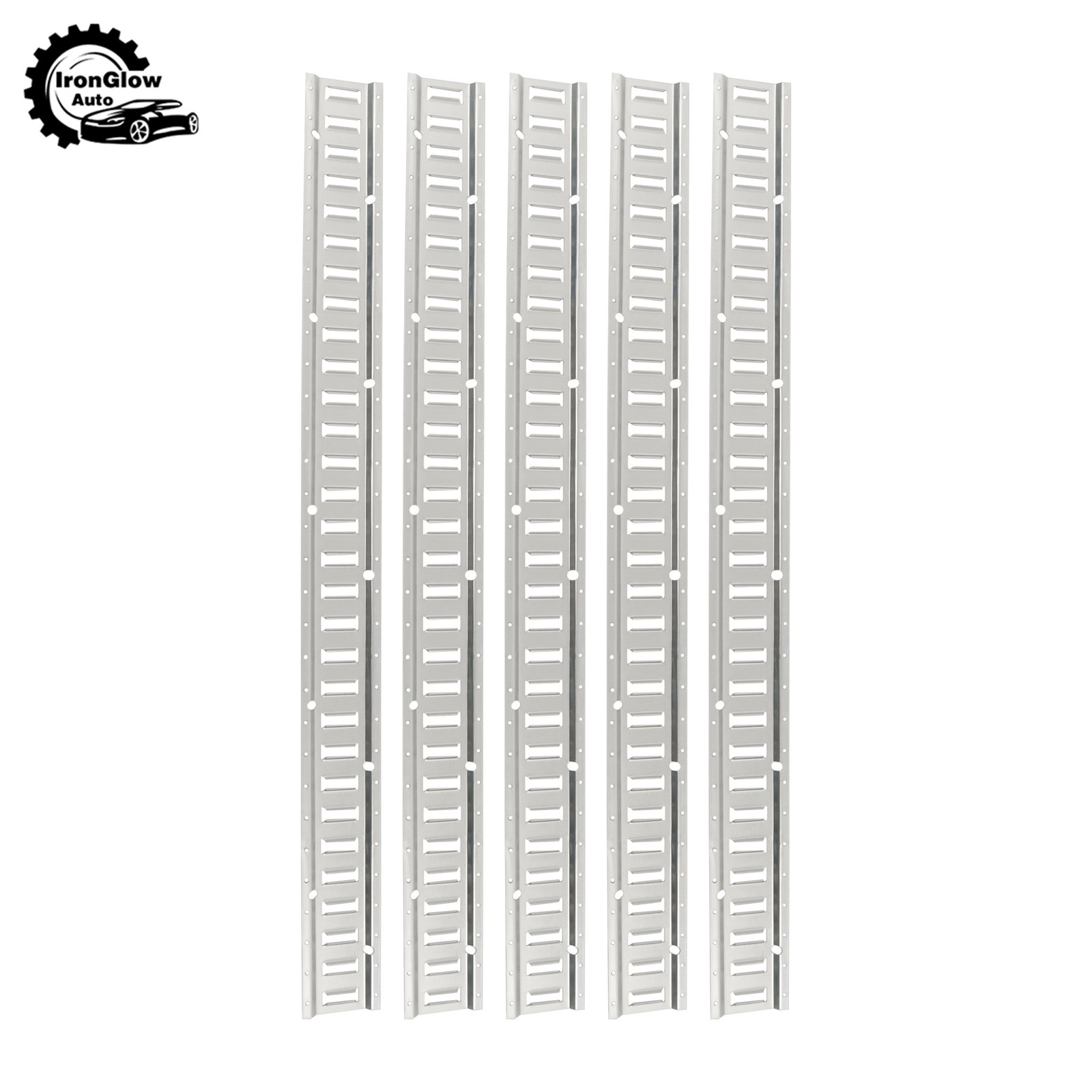Silver 5 Pack 5 Foot E Track Rails, Zinc Plated For Cargo Trailer Tie Down