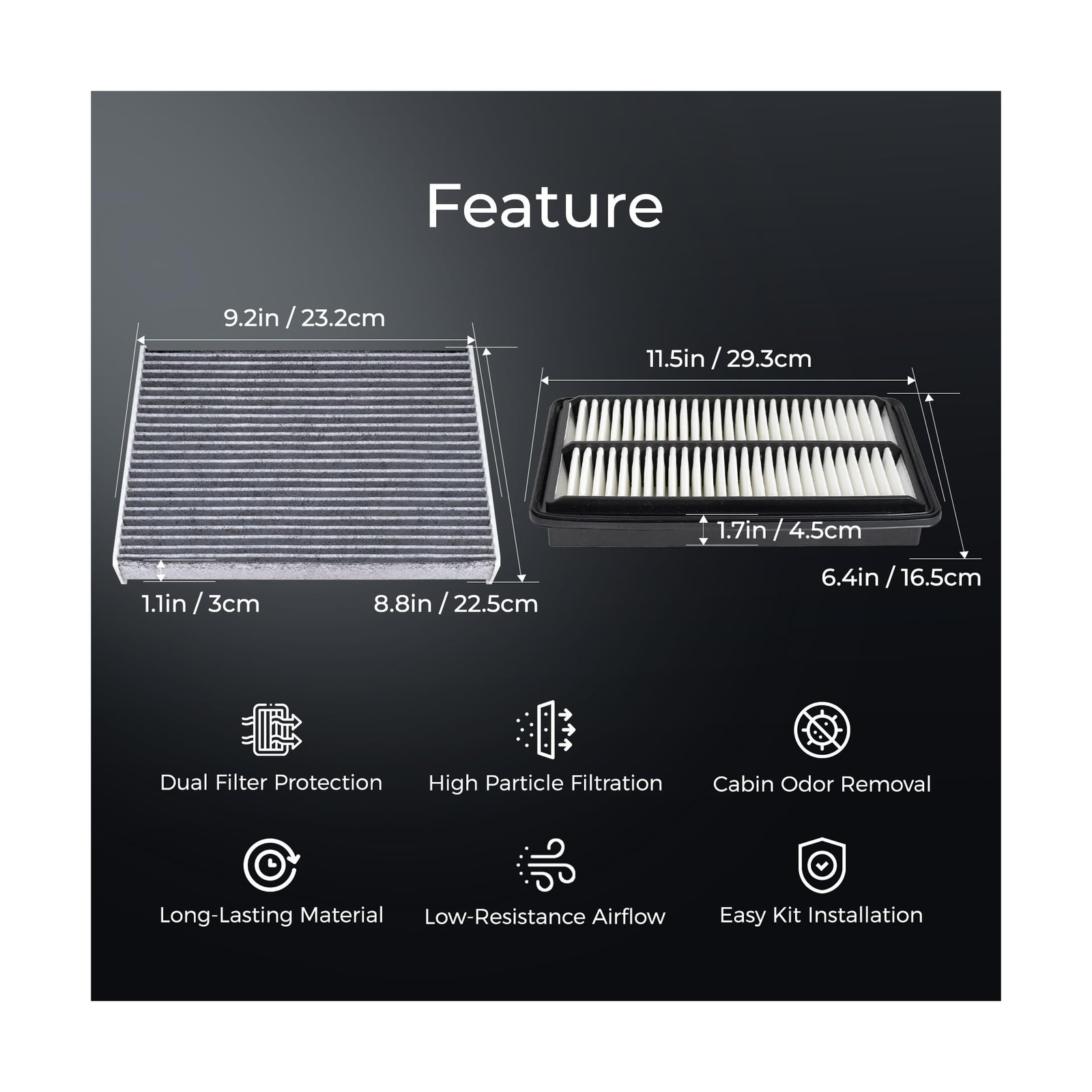 Engine & Cabin Air Filter Kit Compatible with Honda Pilot 2016-... FAST USA SHIP