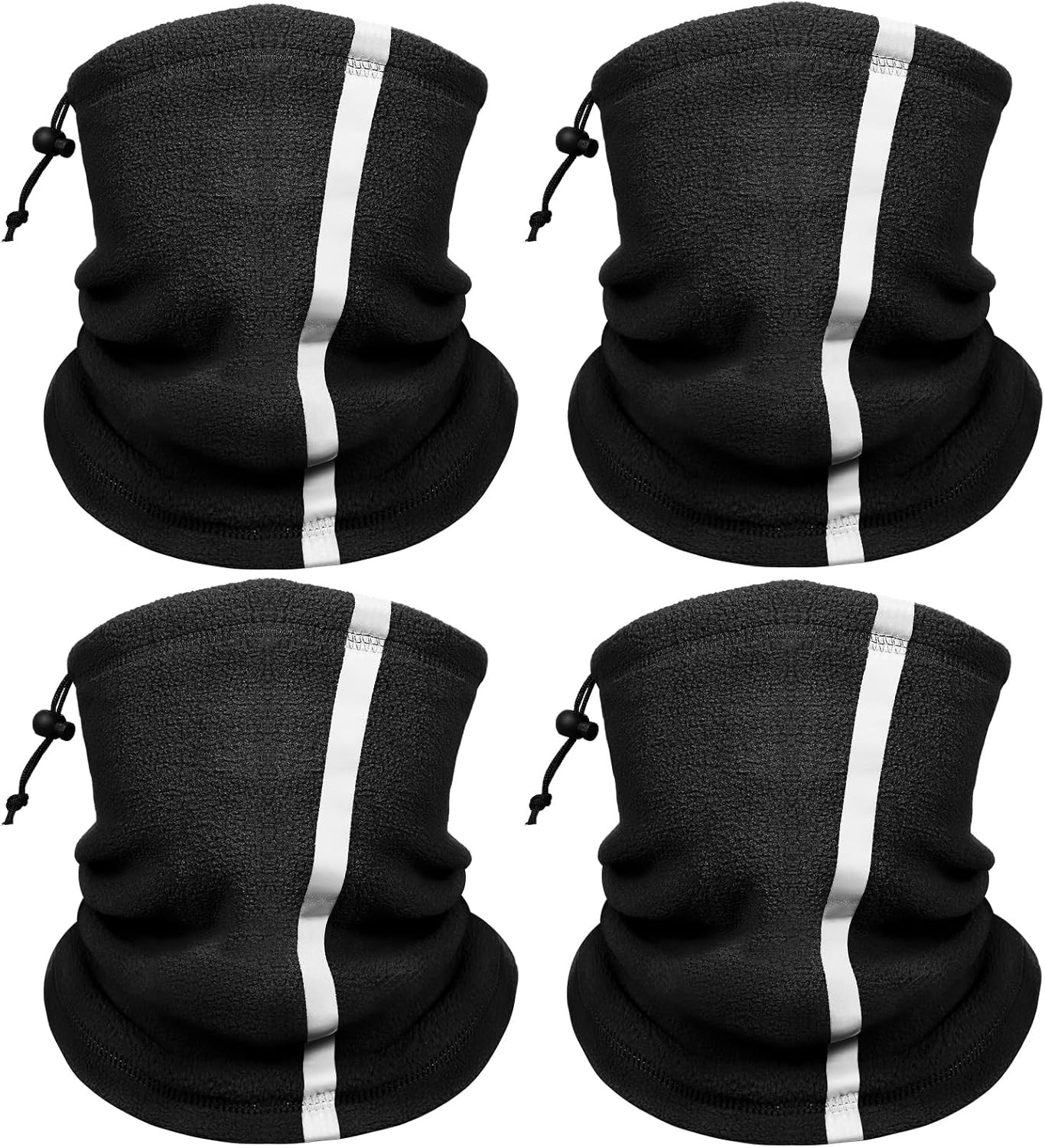 Winter Neck Warmer Gaiter for Men: 4 Pack Reflective Face Mask Cover Hi Black