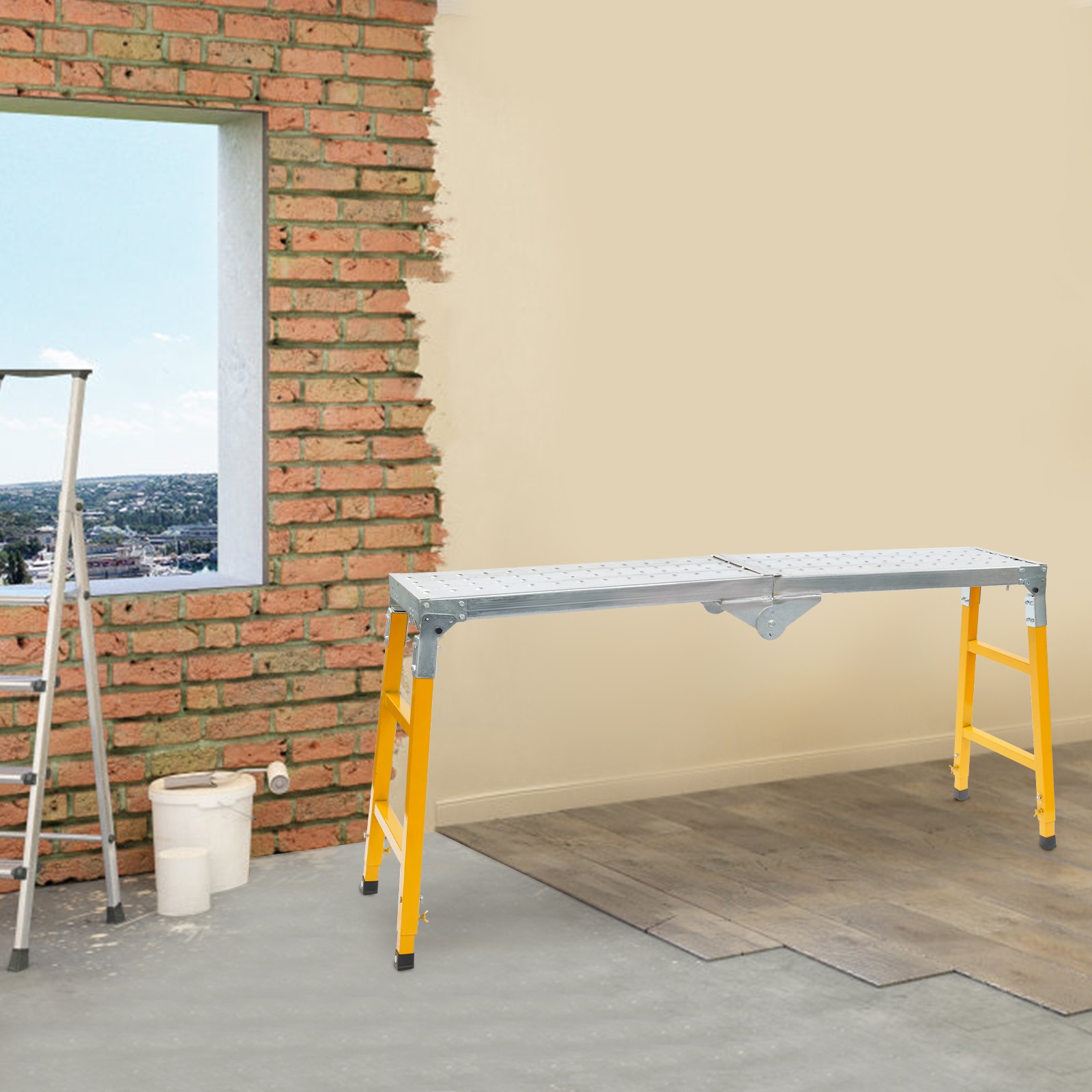 Portable Work Platform Adjustable with Folding Legs for Workshop/Garage/Office
