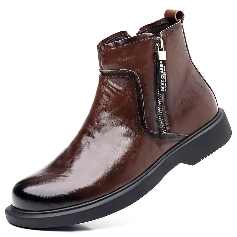 Genuine Leather Ankle Boots Men's Chelsea Boots New Designer Casual Dress Shoes