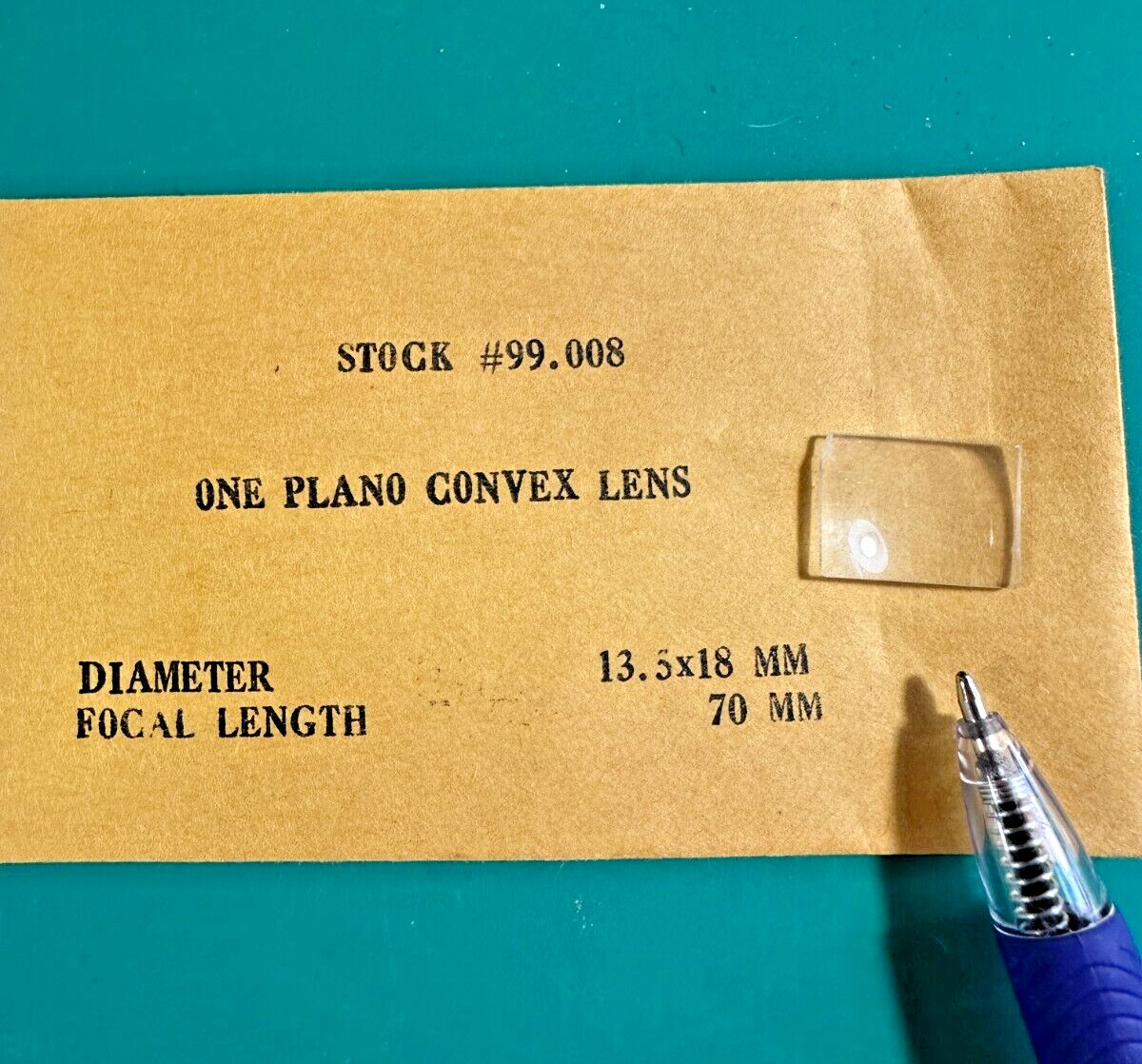 Edmund One Plano Convex Lens 13.5mm x 18mm Diameter 70mm Focal Length *Chipped*