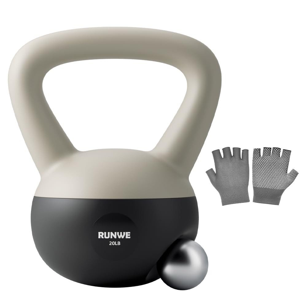 RUNWE Soft Kettlebell 20 lb - Sand Filled Kettlebell Hand Weight, Soft-Sided ...